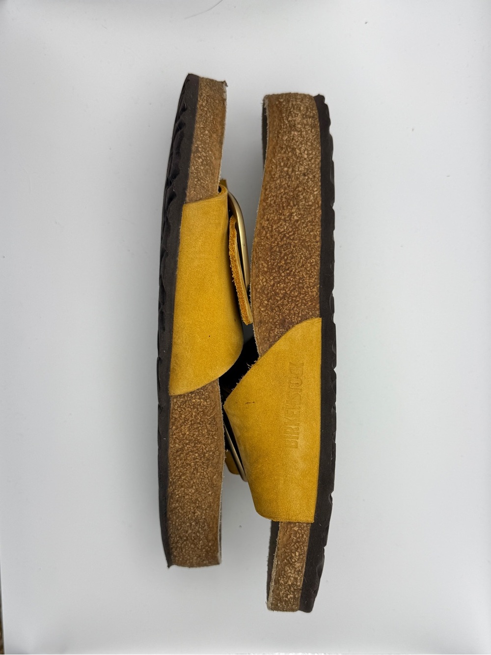 Birkenstock Madrid Big Buckle Mustard Yellow Nubuck Sandals Size 39/ Women’s 8.5 - Picture 5 of 7